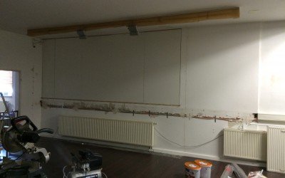 Vorbereitung für die 6 Meter Heimkino Leinwand in Köln